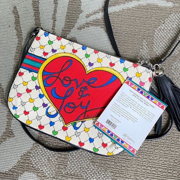 BRIGHTON Love & Joy Crossbody Bag Hearts Canvas Tom Clancy Design - Picture 6 of 6